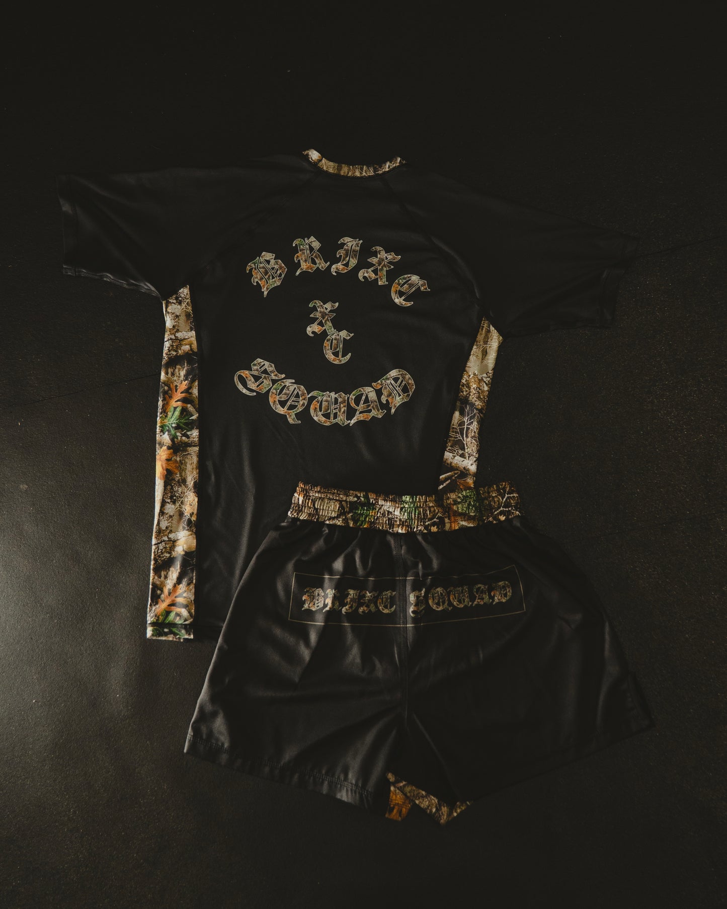 BLACK CAMO FIGHT SHORTS