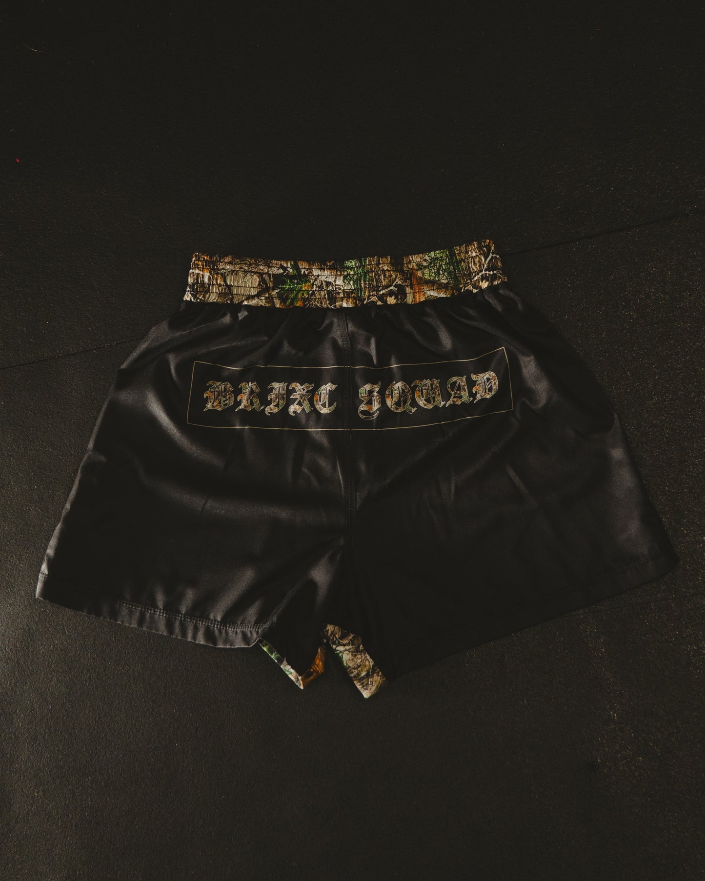 BLACK CAMO FIGHT SHORTS